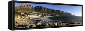 Camps Bay with the Twelve Apostles in the Background, Western Cape Province, South Africa-null-Framed Stretched Canvas