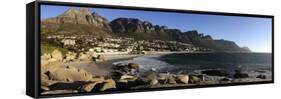 Camps Bay with the Twelve Apostles in the Background, Western Cape Province, South Africa-null-Framed Stretched Canvas