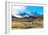Campsite with Tents on the Top of High Mountains-Vakhrushev Pavel-Framed Photographic Print