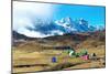 Campsite with Tents on the Top of High Mountains-Vakhrushev Pavel-Mounted Photographic Print