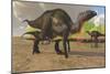 Camptosaurus Dinosaurs Visit a Pond to Eat and Drink-null-Mounted Premium Giclee Print