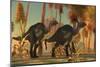 Camptosaurus Dinosaurs Wander Through a Prehistoric Jungle-null-Mounted Art Print