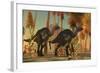 Camptosaurus Dinosaurs Wander Through a Prehistoric Jungle-null-Framed Premium Giclee Print