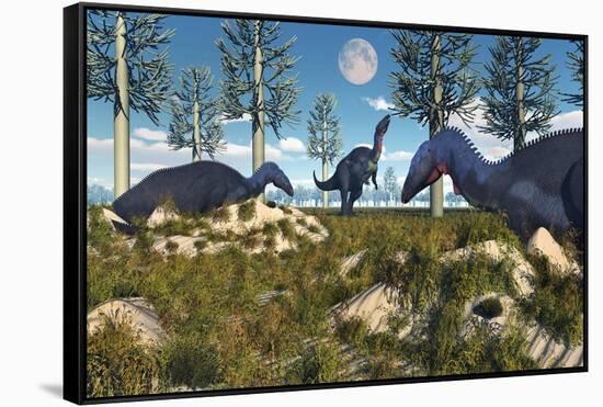 Camptosaurus Nesting Ground Set During the Jurassic Period-null-Framed Stretched Canvas