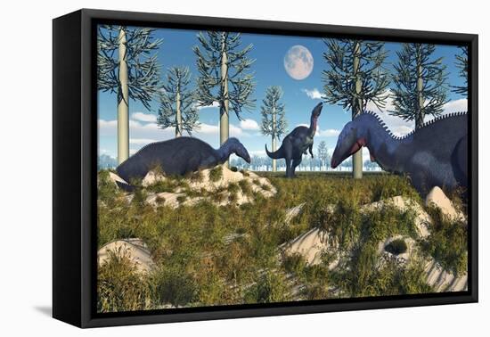 Camptosaurus Nesting Ground Set During the Jurassic Period-null-Framed Stretched Canvas