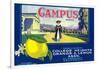 Campus Lemon Label - Claremont, CA-Lantern Press-Framed Art Print