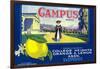 Campus Lemon Label - Claremont, CA-Lantern Press-Framed Art Print