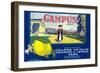 Campus Lemon Label - Claremont, CA-Lantern Press-Framed Art Print