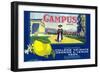 Campus Lemon Label - Claremont, CA-Lantern Press-Framed Art Print