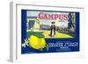 Campus Lemon Label - Claremont, CA-Lantern Press-Framed Art Print