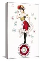 Can-Can Dancer on Roulette Wheel-null-Stretched Canvas