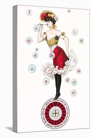 Can-Can Dancer on Roulette Wheel-null-Stretched Canvas