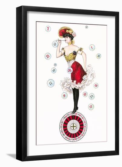 Can-Can Dancer on Roulette Wheel-null-Framed Art Print