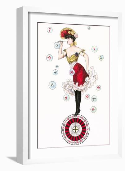 Can-Can Dancer on Roulette Wheel-null-Framed Art Print