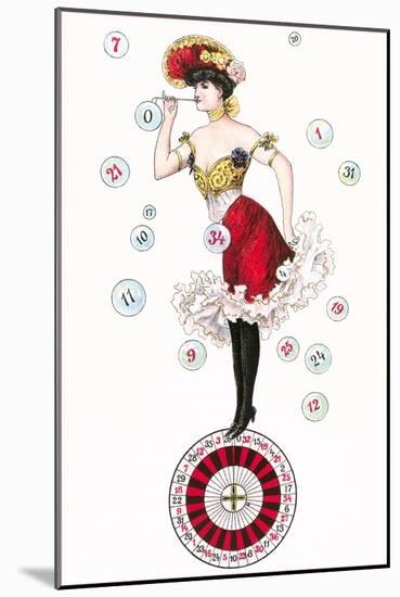 Can-Can Dancer on Roulette Wheel-null-Mounted Art Print