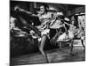 Can Can Dancers Kicking One Leg over their Head While Dancgin around on the Other-null-Mounted Photographic Print