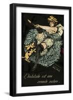 Can Can Woman and Dog 1900-Xavier Sager-Framed Art Print