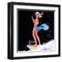 "Can You Tie This" 1950s Pin-Up Calendar Girl by Freeman Elliott-Piddix-Framed Art Print