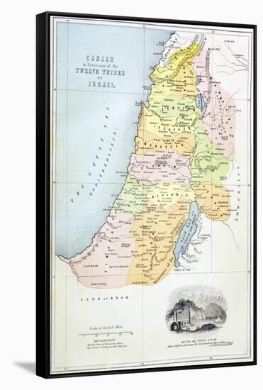 Canaan as it Was Divided Between the Twelve Tribes of Israel-null-Framed Stretched Canvas