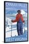 Canaan Valley, West Virginia - Skier Admiring View-Lantern Press-Stretched Canvas