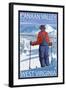 Canaan Valley, West Virginia - Skier Admiring View-Lantern Press-Framed Art Print