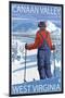 Canaan Valley, West Virginia - Skier Admiring View-Lantern Press-Mounted Art Print