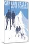 Canaan Valley, West Virginia - Skiers on Lift-Lantern Press-Mounted Art Print