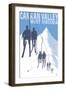 Canaan Valley, West Virginia - Skiers on Lift-Lantern Press-Framed Art Print