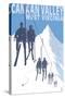 Canaan Valley, West Virginia - Skiers on Lift-Lantern Press-Stretched Canvas