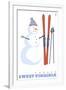 Canaan, West Virginia, Snowman with Skis-Lantern Press-Framed Art Print