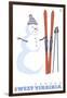 Canaan, West Virginia, Snowman with Skis-Lantern Press-Framed Art Print