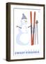 Canaan, West Virginia, Snowman with Skis-Lantern Press-Framed Art Print