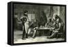 Canada 19th Century Woodcutters Lumberjackers Tree Fellers Having Diner-null-Framed Stretched Canvas