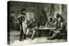 Canada 19th Century Woodcutters Lumberjackers Tree Fellers Having Diner-null-Stretched Canvas