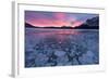 Canada, Alberta, Abraham Lake. Winter Sunrise over Lake and Mount Michener-Jaynes Gallery-Framed Photographic Print