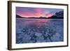 Canada, Alberta, Abraham Lake. Winter Sunrise over Lake and Mount Michener-Jaynes Gallery-Framed Photographic Print