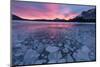 Canada, Alberta, Abraham Lake. Winter Sunrise over Lake and Mount Michener-Jaynes Gallery-Mounted Photographic Print