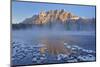 Canada, Alberta, Banff National Park. Castle Mountain reflection in Bow River at sunrise.-Jaynes Gallery-Mounted Photographic Print