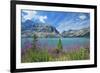 Canada, Alberta, Banff National Park. Crowfoot Mountains and fireweeds along Bow Lake.-Jaynes Gallery-Framed Photographic Print
