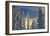 Canada, Alberta, Banff National Park. Fog rising from Bow River at sunrise.-Jaynes Gallery-Framed Photographic Print