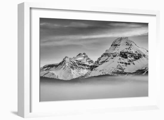 Canada, Alberta, Banff National Park, Mount Hector, Bow Peak, and fog over Bow Lake-Ann Collins-Framed Photographic Print