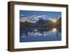 Canada, Alberta, Banff National Park. Mount Rundle and Vermillion Lakes at sunrise.-Jaynes Gallery-Framed Photographic Print