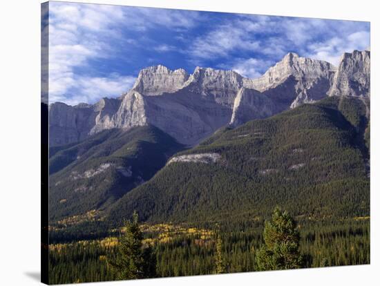 Canada, Alberta, Banff National Park, Mount Rundle Rises Above the Bow Valley-John Barger-Stretched Canvas