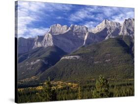 Canada, Alberta, Banff National Park, Mount Rundle Rises Above the Bow Valley-John Barger-Stretched Canvas