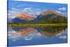 Canada, Alberta, Banff National Park. Mt. Rundle and Sulphur Mountain reflection in Vermillion Lake-Jaynes Gallery-Stretched Canvas