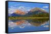 Canada, Alberta, Banff National Park. Mt. Rundle and Sulphur Mountain reflection in Vermillion Lake-Jaynes Gallery-Framed Stretched Canvas