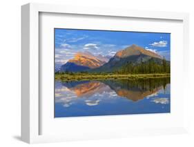 Canada, Alberta, Banff National Park. Mt. Rundle and Sulphur Mountain reflection in Vermillion Lake-Jaynes Gallery-Framed Photographic Print