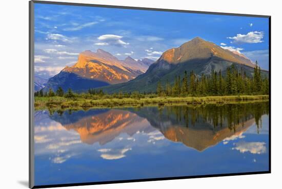 Canada, Alberta, Banff National Park. Mt. Rundle and Sulphur Mountain reflection in Vermillion Lake-Jaynes Gallery-Mounted Photographic Print