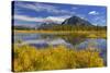 Canada, Alberta, Banff National Park. Mt. Rundle and Sulphur Mountain reflection in Vermillion Lake-Jaynes Gallery-Stretched Canvas