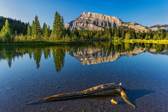 'Canada, Alberta, Banff National Park. Mt. Rundle reflected in Two Jack ...